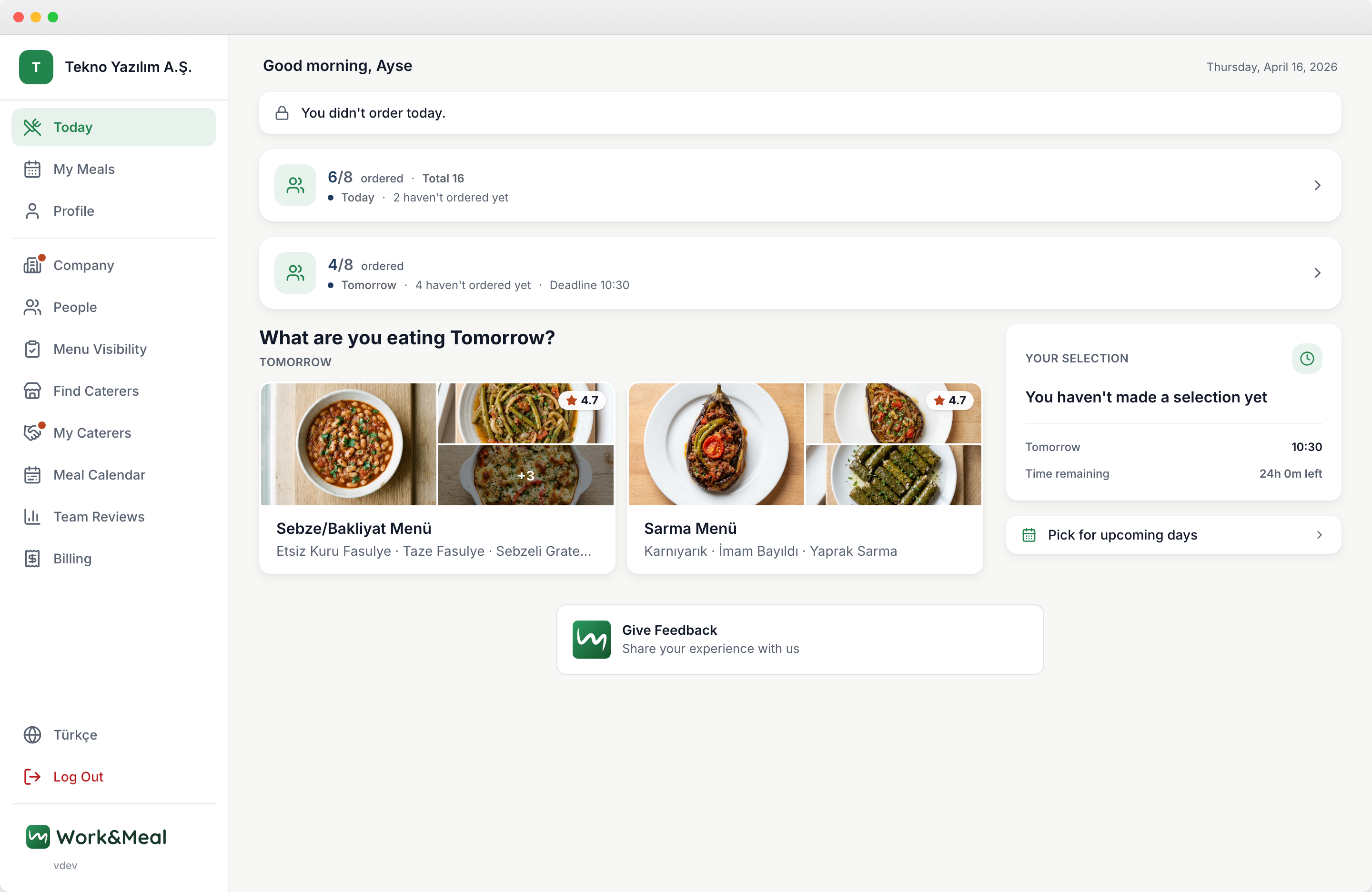 Company admin dashboard