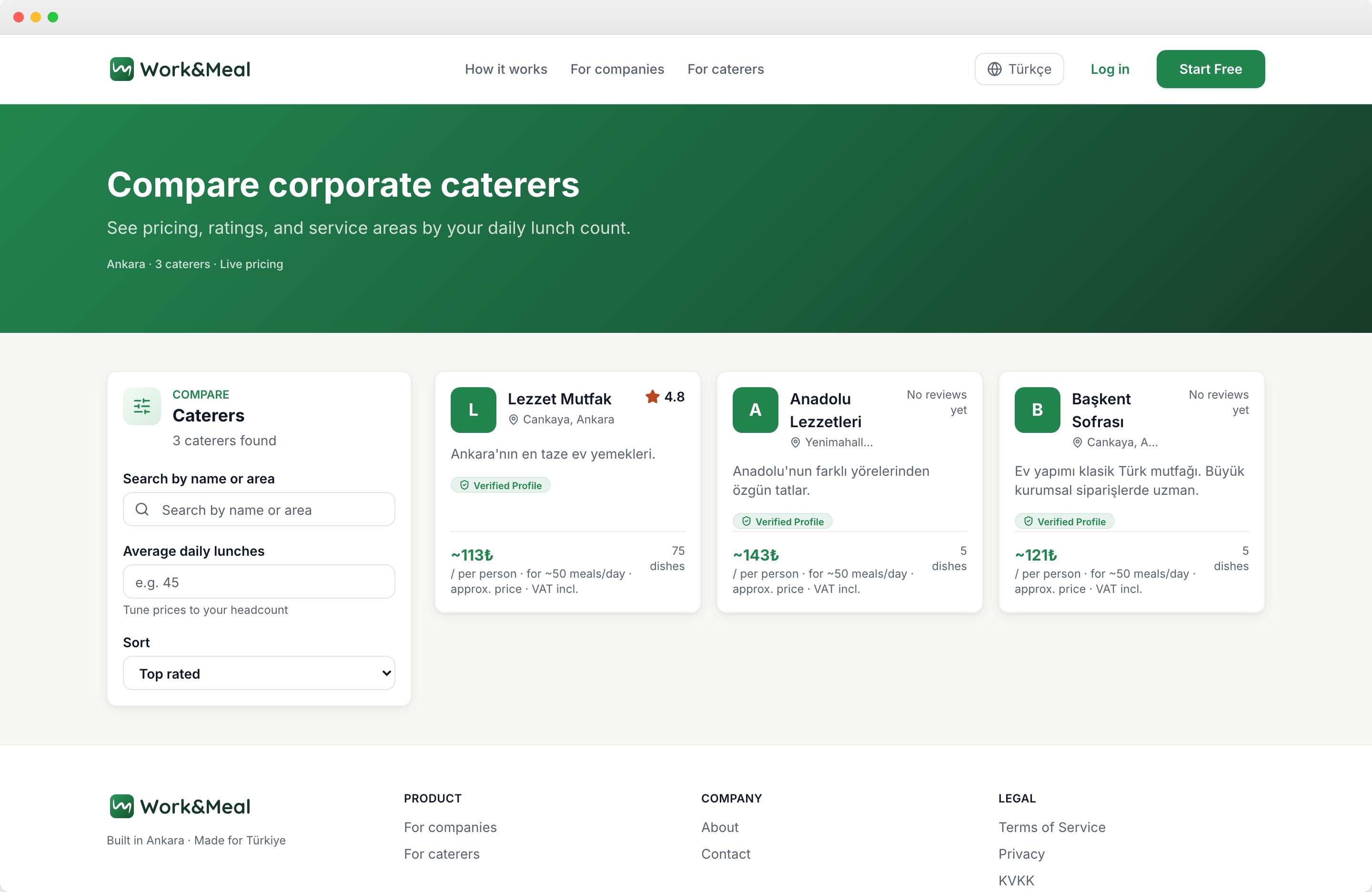 Work&Meal marketplace screen